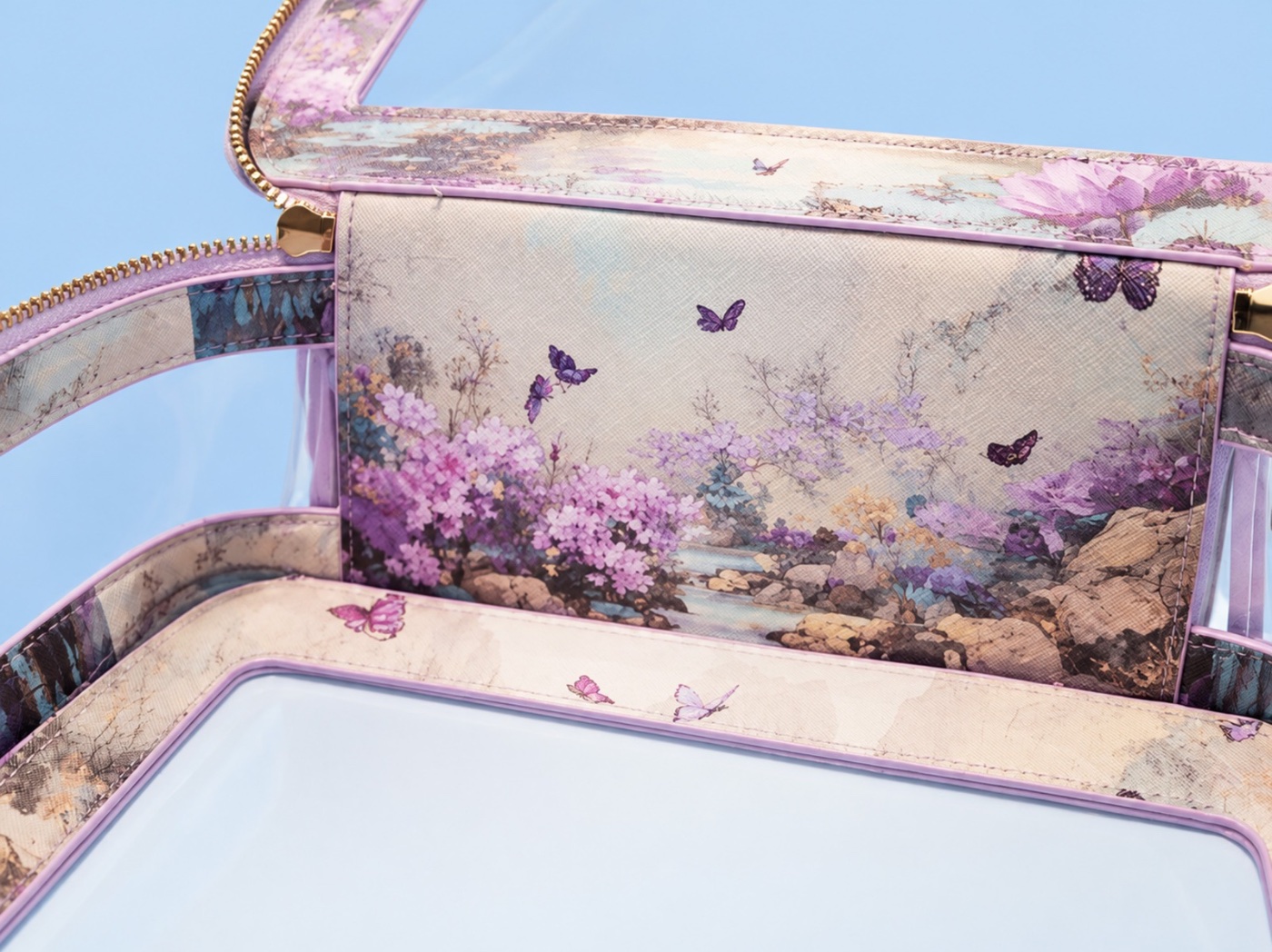 Mah Joy Tile Case in Lilac, printed lining