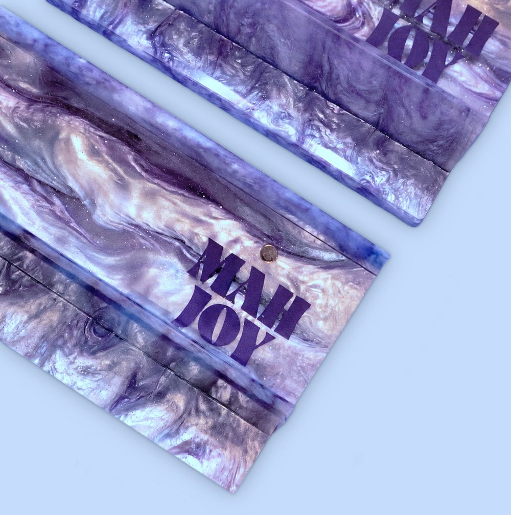 Mah Joy Lilac acrylic racks (detail)