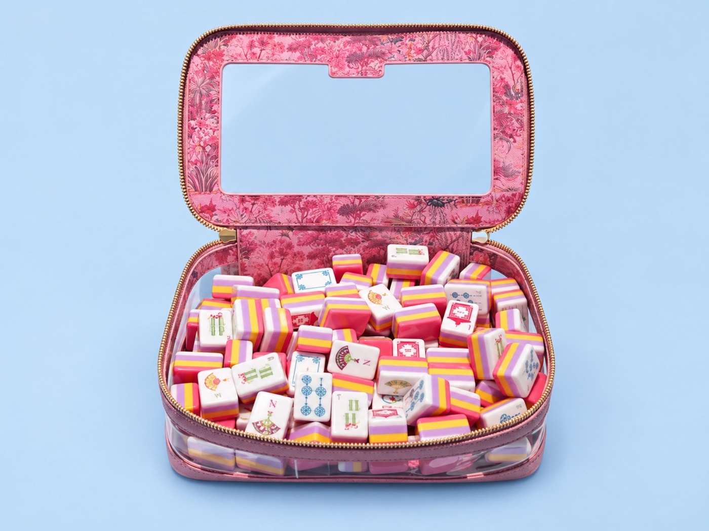 Mah Joy Tile Case in Pink, printed lining