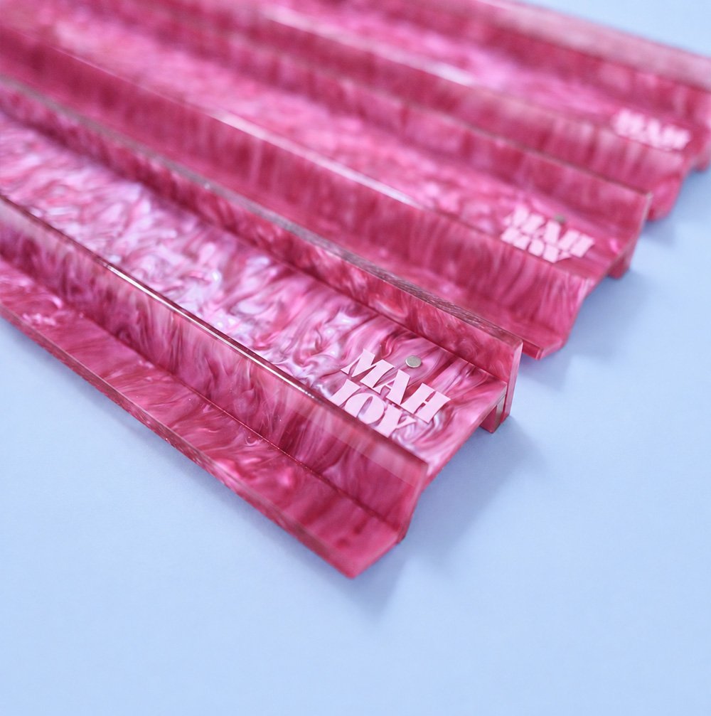 Mah Joy Pink Candy acrylic racks (detail)