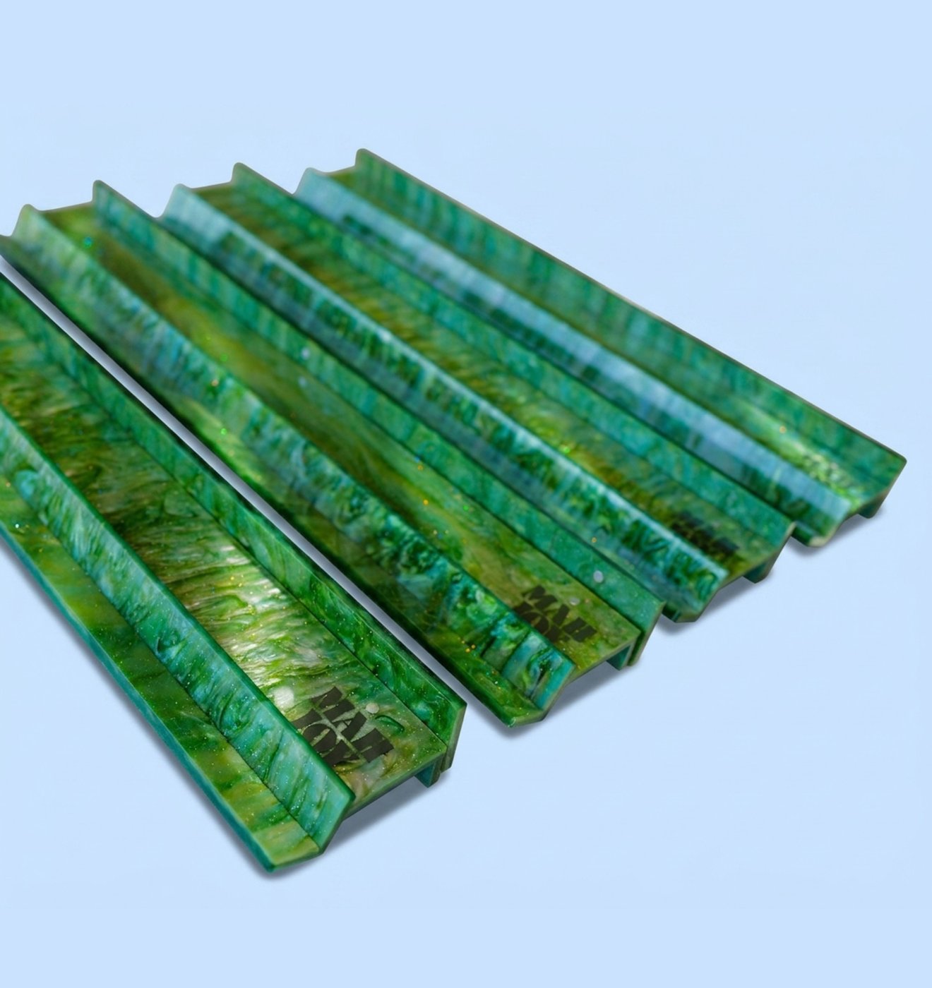 Mah Joy Green acrylic racks (detail)