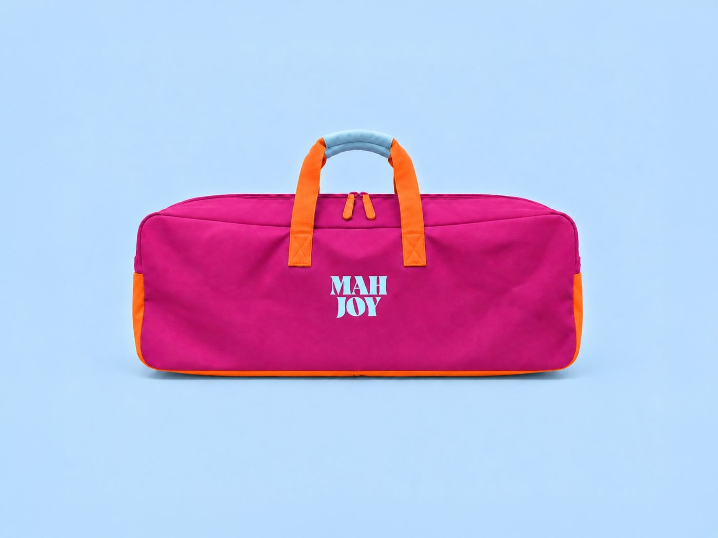 Mah Joy Mahjong Bag in Fuchsia, back with logo