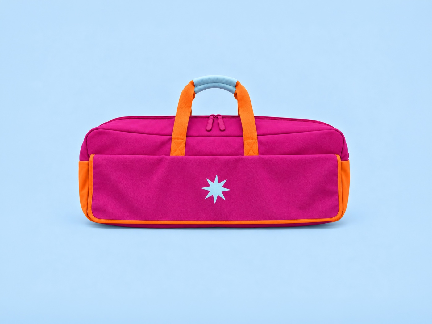 Mah Joy Mahjong Bag in Fuchsia, front pocket with star