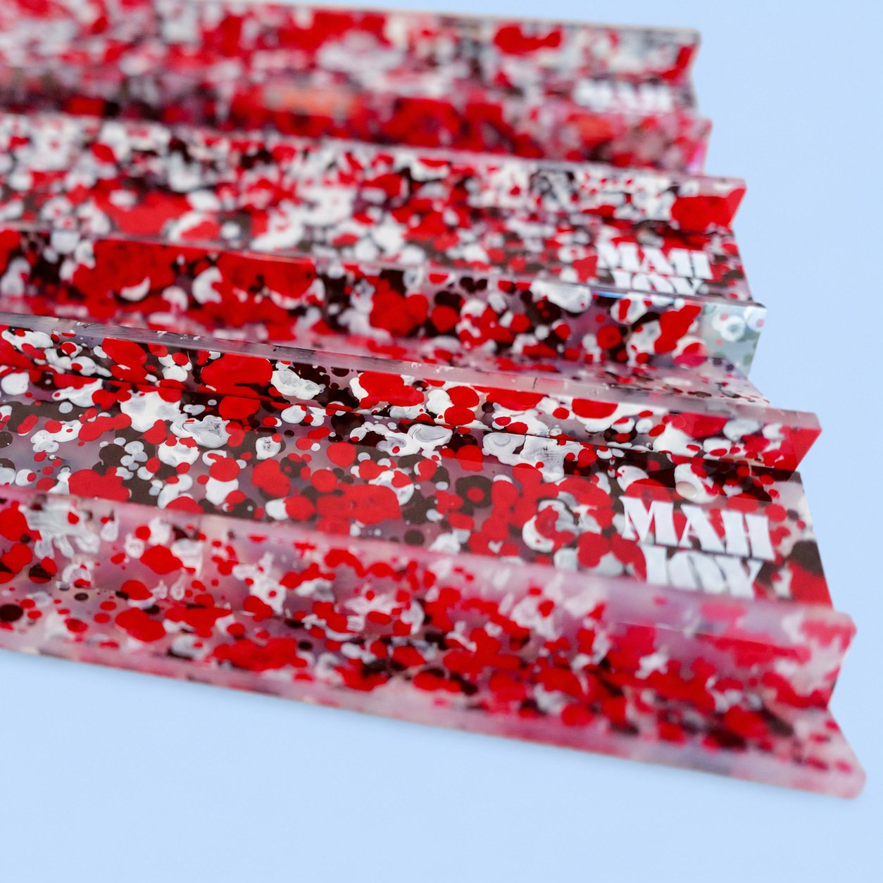 Mah Joy Red acrylic racks (detail)