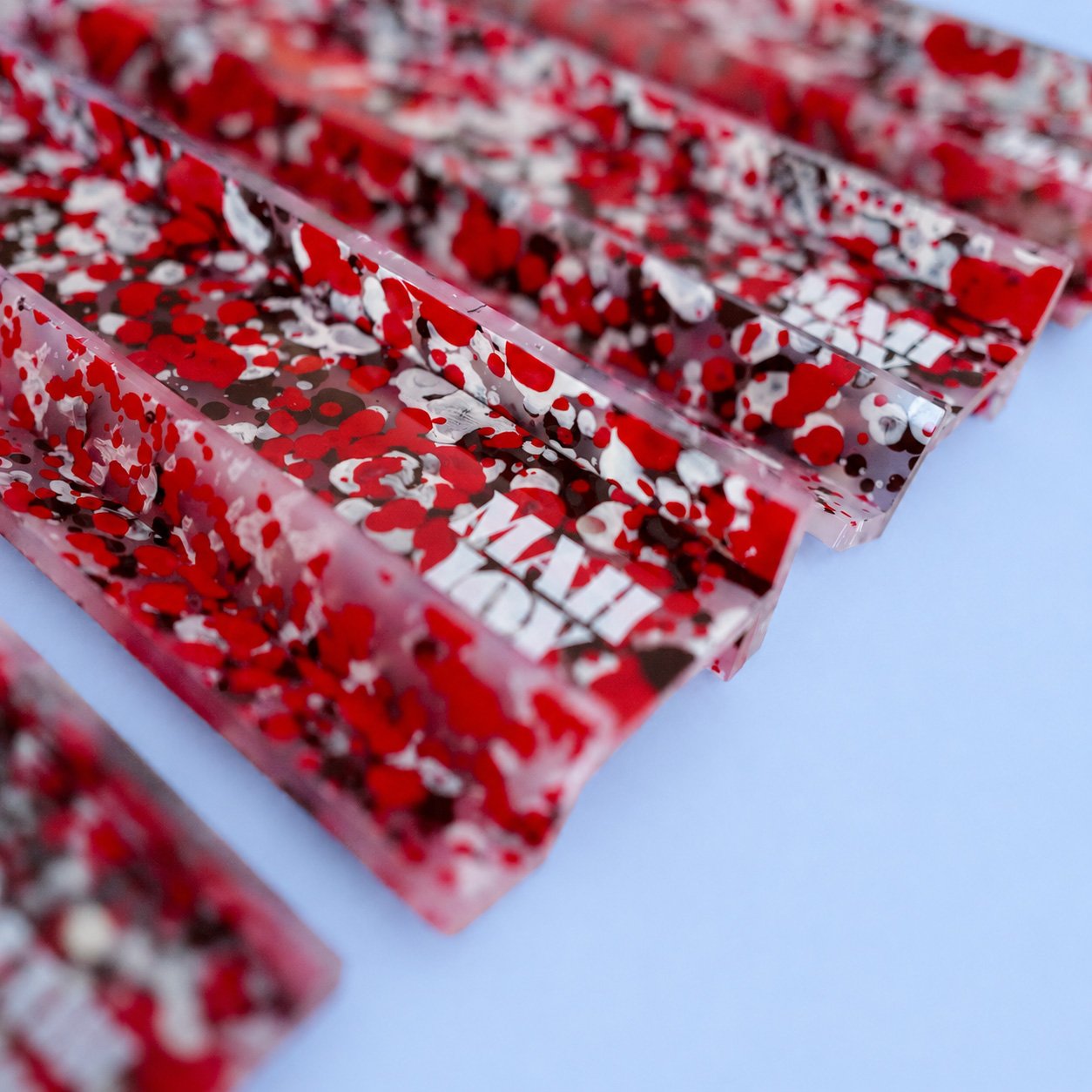 Mah Joy Red acrylic racks (detail)