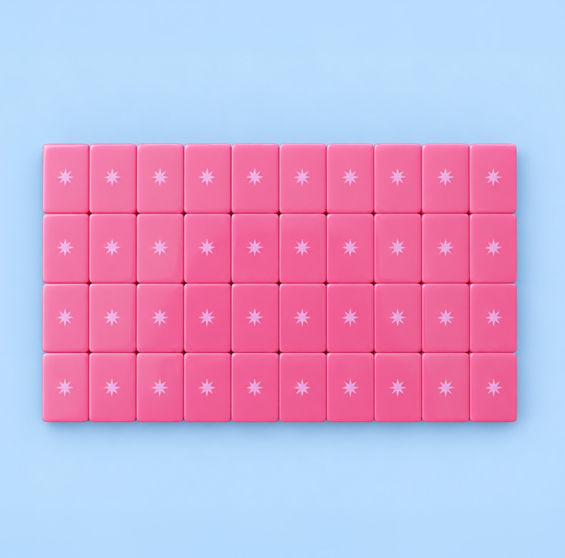 Pink star-printed backs of the Sensu tiles