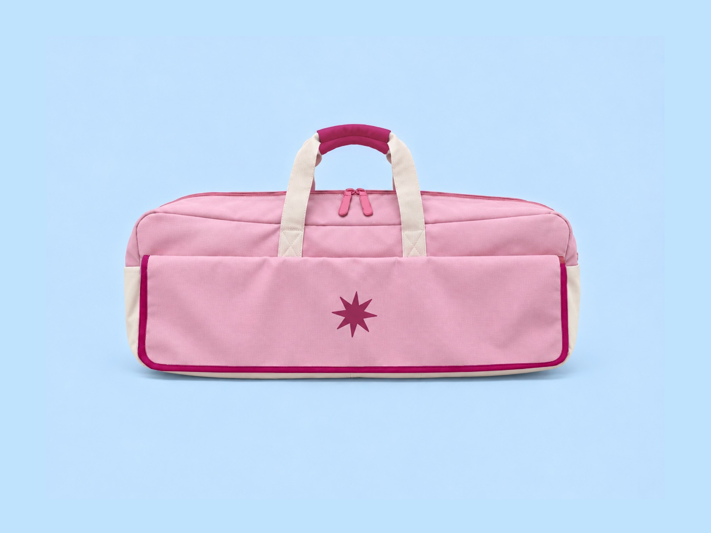 Mah Joy Mahjong Bag in Pink, front pocket with star