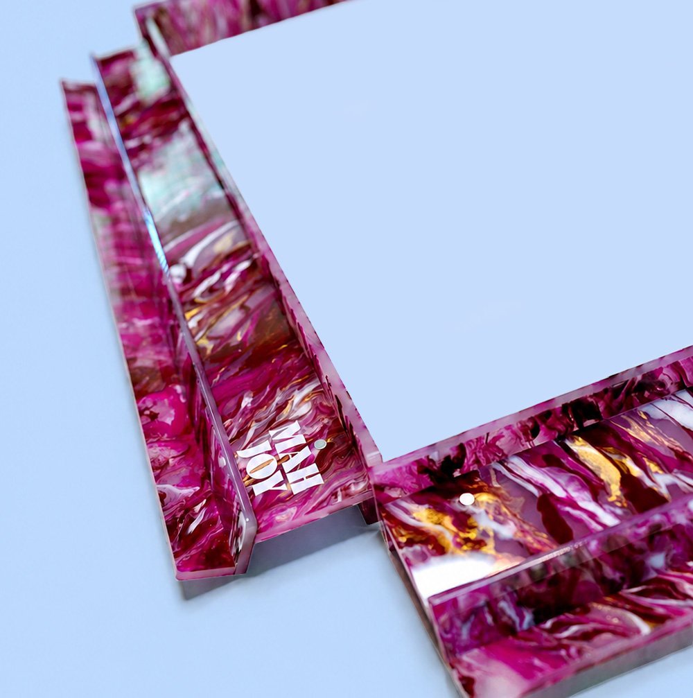 Mah Joy Golden Pink acrylic racks (detail)