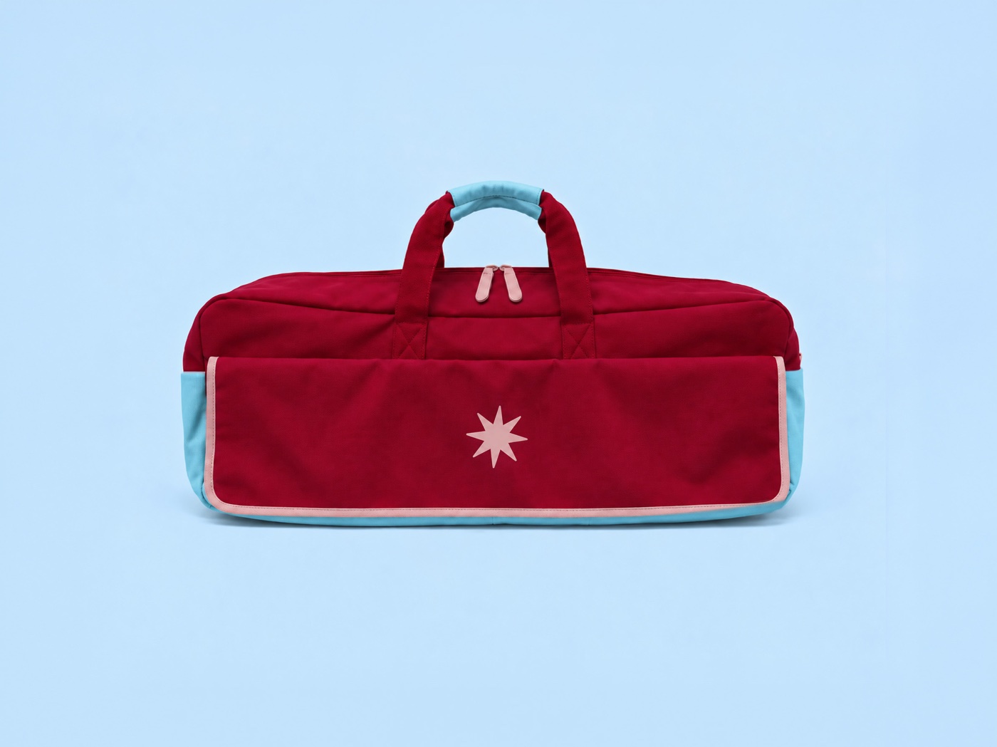 Mah Joy Mahjong Bag in Rouge, front pocket with star