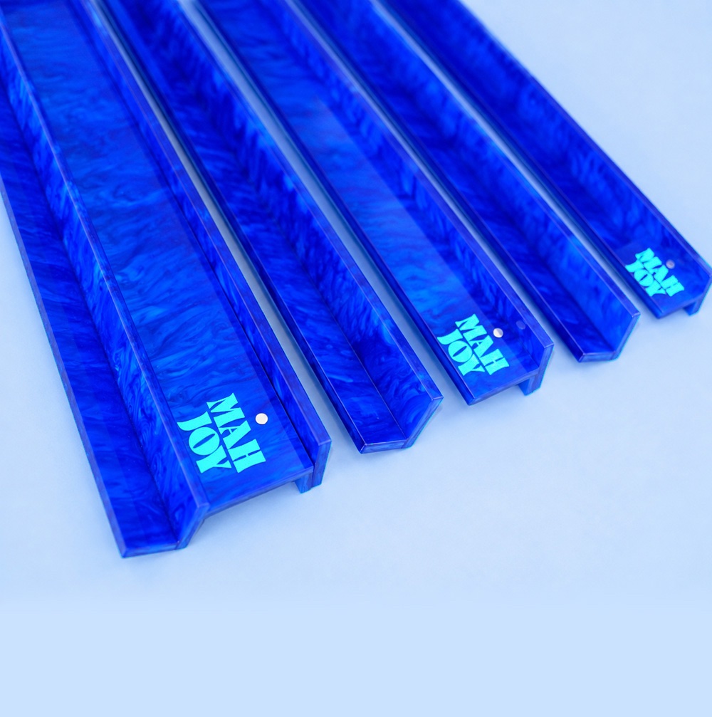 Mah Joy Blue acrylic racks (detail)