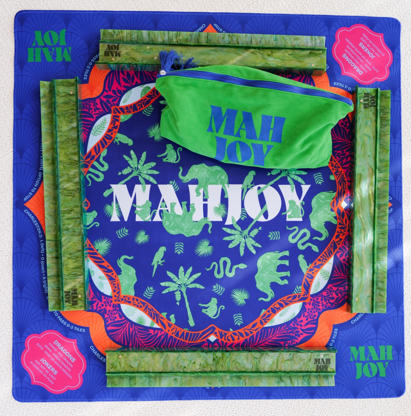 Mah Joy Velvet Tile Bag in Green (detail)